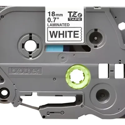 Cinta Brother Laminada TZe-241 Negro sobre Blanco 18mmx8m para Rotulador
