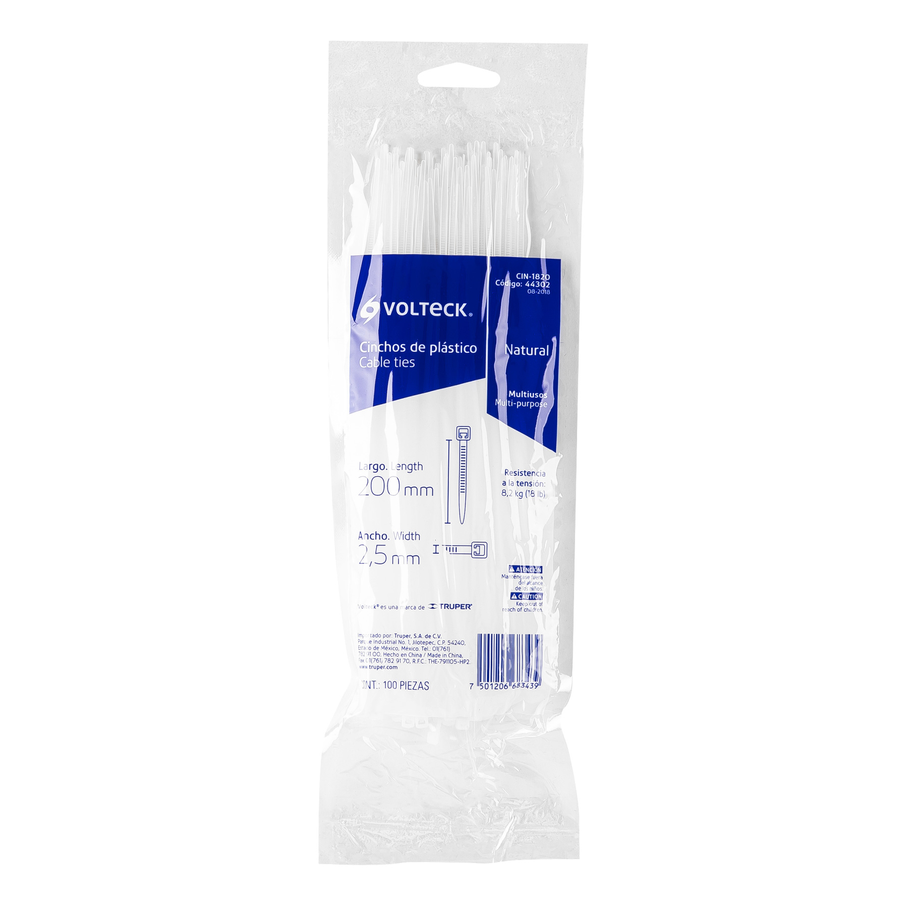 Bolsa Cincho Blanco 8'' 100 piezas 18lb